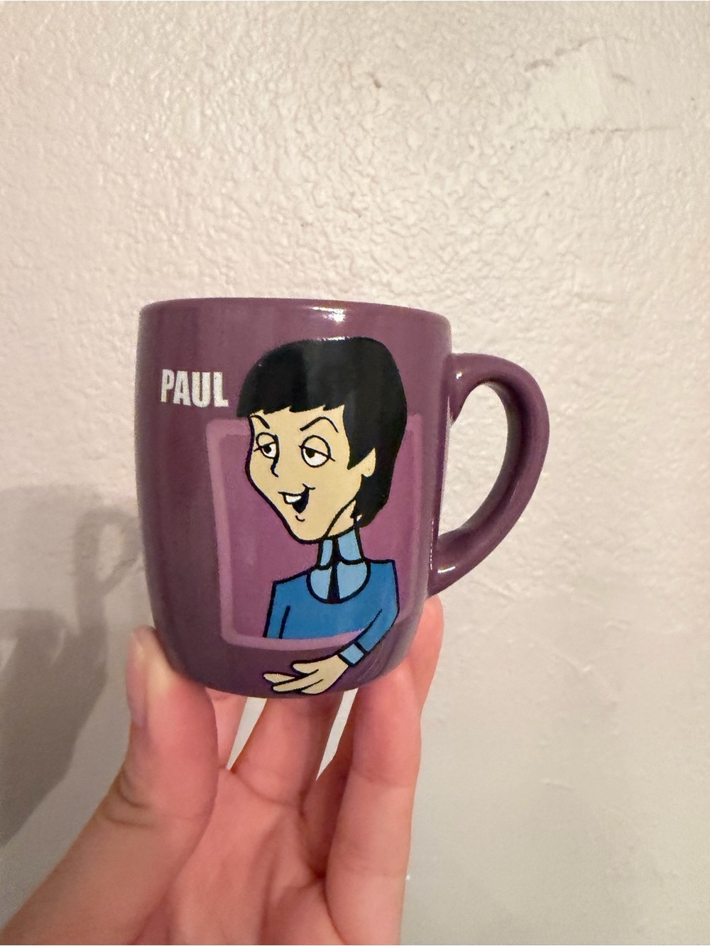 The Beatles Purple Ceramic Mug with Cartoon Graphic - Paul Design